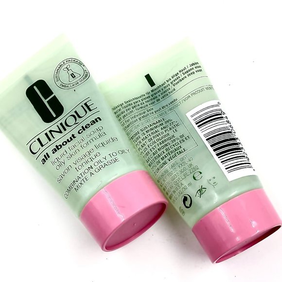 2 X CLINIQUE ALL ABOUT CLEAN LIQUID FACIAL SOAP OILY FORMULA SET OF 2 X 1 OZ. - Picture 2 of 2